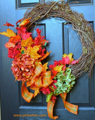 Autumn Leaves and a Fall Wreath via PinkWhen.com