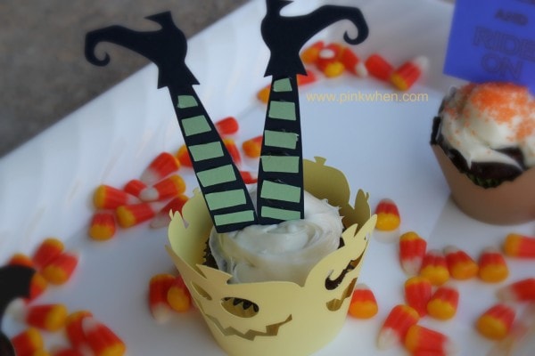 Cute #Halloween #Cupcake ideas with Witches Feet using the Silhouette Machine on PinkWhen.com