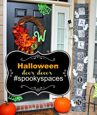 Halloween Door Decor #spookyspaces with JoAnn Fabric and Crafts via PinkWhen.com