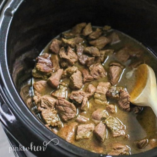 Slow Cooker Beef Tips Recipe PinkWhen