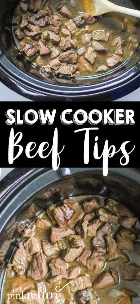 Slow Cooker Beef Tips made in the Crock Pot are one of my favorite ways to make beef tips. They're delicious, tender, and full of mouthwatering flavors. You can double this beef tips recipe and meal prep so may different things. It's so versatile and there are so many different ways to serve it. #beeftips #crockpot #slowcooker #easydinner