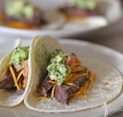 Filet Mignon Soft Tacos on a white plate