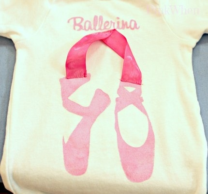 Little Ballerina onesie made with the Silhouette machine! Use promo code PINK for discounts on products