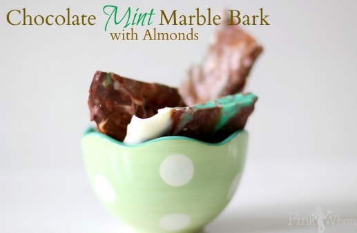 Chocolate Mint Marble Bark With Almonds