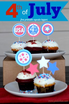 4th of July Free Printable Cupcake Toppers