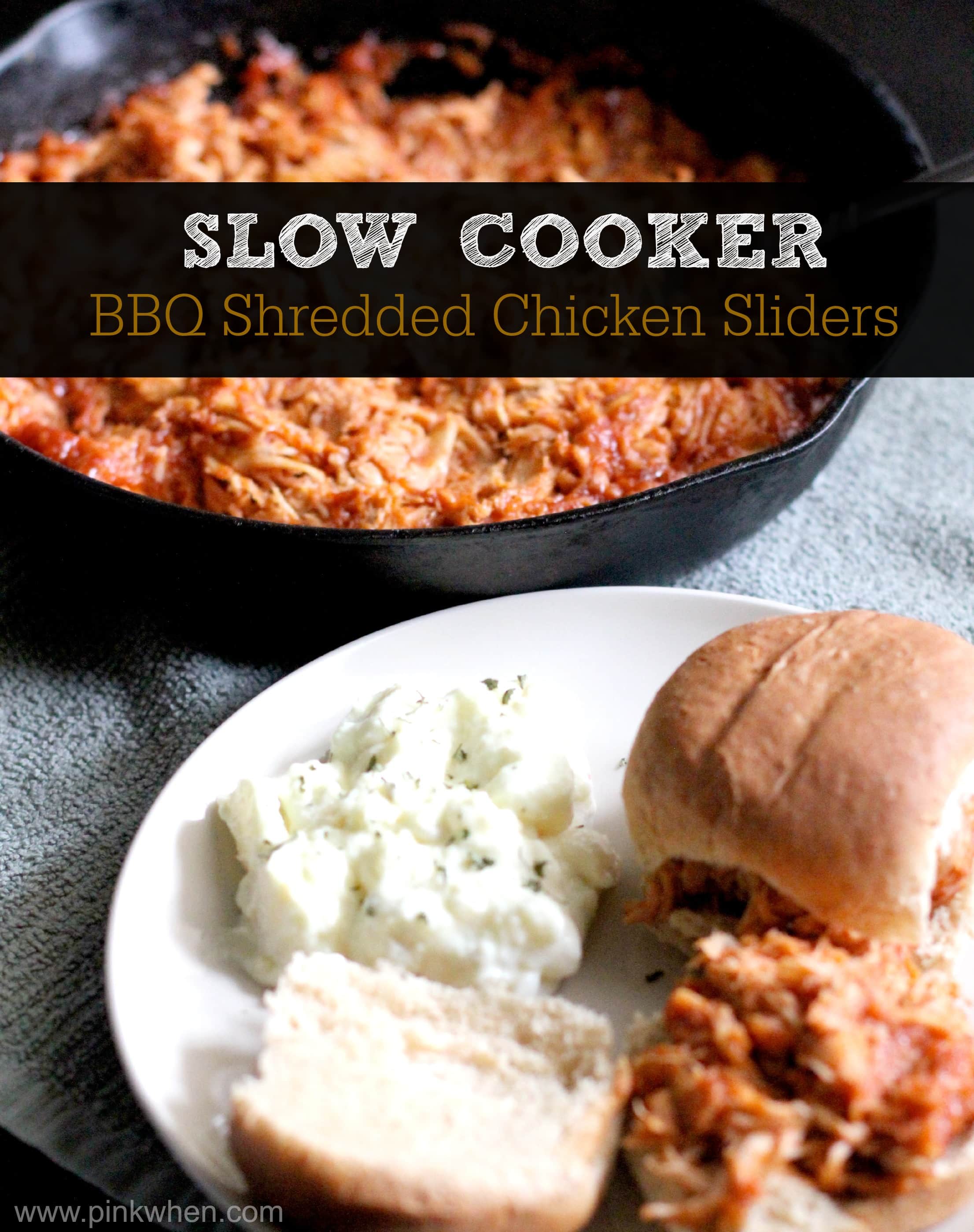 Slow Cooker BBQ Pulled Chicken Sliders