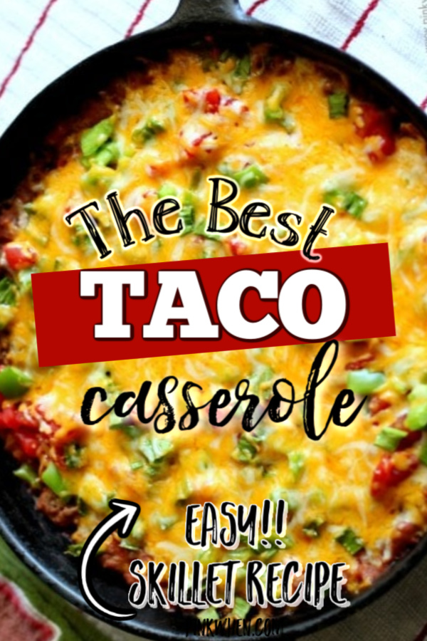 This taco casserole is from scratch comfort food at it’s best! Made with simple ingredients you’ll have in your pantry, this is an old-fashioned classic. Skillet beef, onions, peppers, shredded cheese, and seasoning combine to create a quick casserole that will quickly become a family favorite.