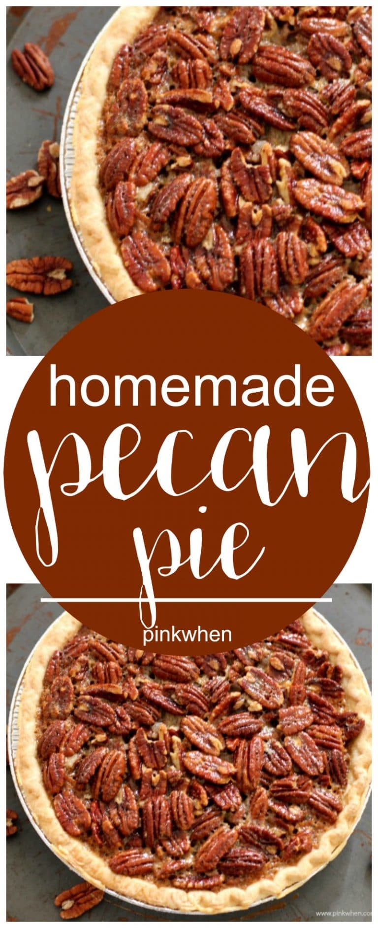 Homemade Pecan Pie Recipe - a perfect Thanksgiving dessert or Chrismtas dessert idea | Pinkwhen