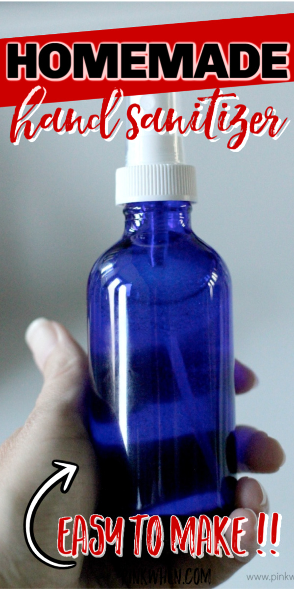 This all natural homemade hand sanitizer won't dry out your hands and doesn't use alcohol. It's the perfect combination to keep your hands sanitized when hand washing isn't an option.