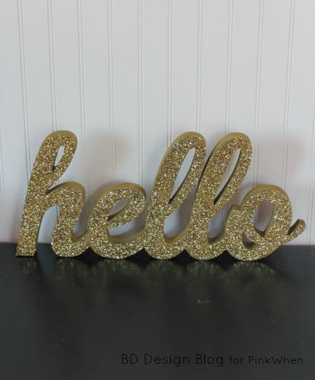DIY Gold Glitter Hello Sign