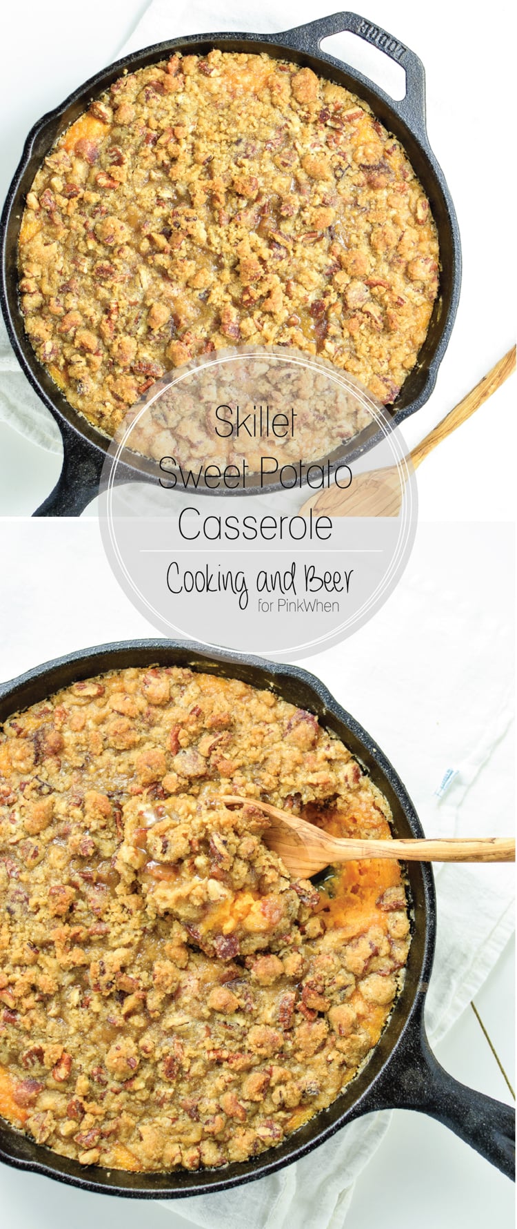 Skillet Sweet Potato Casserole with Bacon, Brown Sugar Crumble