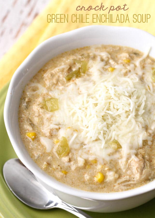 Crock Pot Green Chili Enchilada Soup from Lil Luna is just one of many enchilada soup recipes you can find here! 