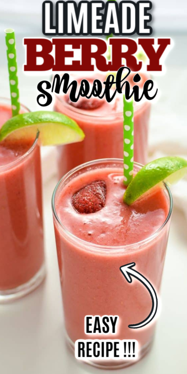 This tart and fruity limeade triple berry smoothie is the perfect treat! Made with fresh or frozen mixed berries, a banana, limeade, almond milk, and more. This easy smoothie recipe is perfect for breakfast or dessert.