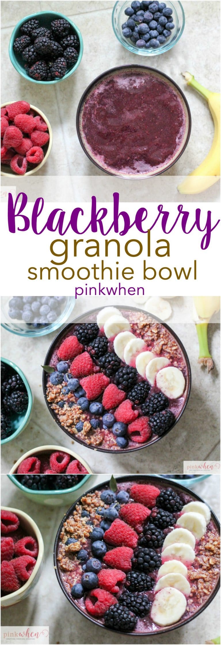 Blackberry Granola Smoothie Bowl Recipe packed with 25g of protein! 