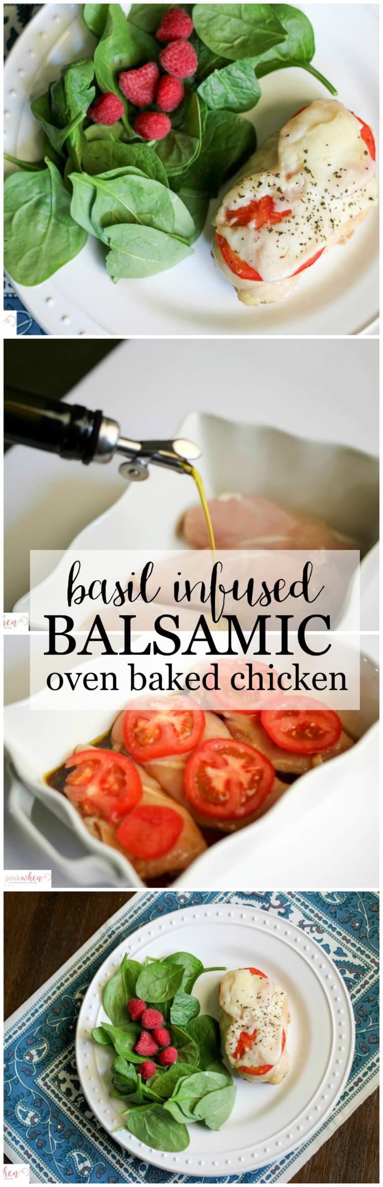 This Basil Infused Balsamic Oven Baked Chicken is a winner/winner chicken dinner! A delicious and healthy chicken dinner recipe that is full of flavor.