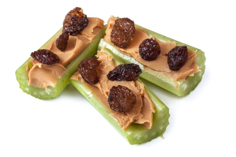 Ants on a log - celery and skinny peanut butter with raisins - healthy Summer snacks! 