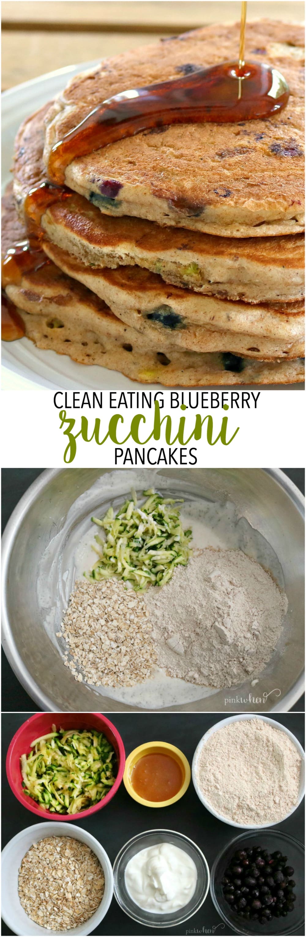 Clean Eating Blueberry Zucchini Pancakes - A healthy clean eating breakfast recipe. 