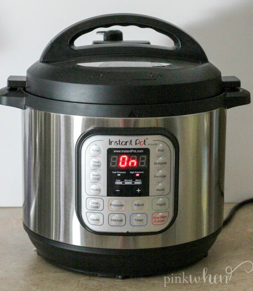 Instant Pot that is sealed and locked and on. 