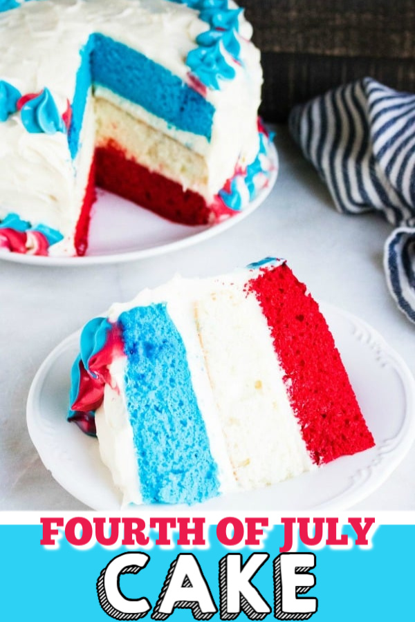 This Red White & Blue Patriotic Layer Cake is the perfect cake for the Fourth of July, Memorial Day, and Labor Day. Made with layers of red, white, and blue colored cakes and topped with a delicious frosting. You're going to love how easy this is to make, and you're friends and family are going to devour it. 