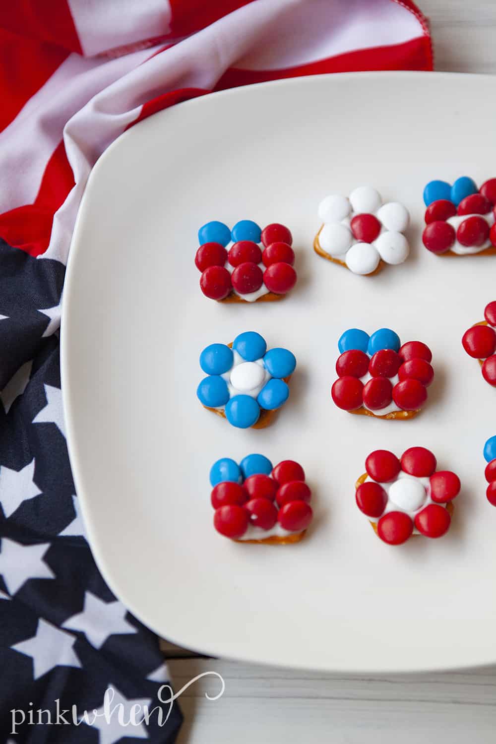 With 4th of July coming up, we have been on the hunt for all kinds of patriotic recipes! You are going to love these patriotic pretzel bites! They're easy to make and very simple, but such a great recipe for kids! These pretzel bites are sure to be a hit.