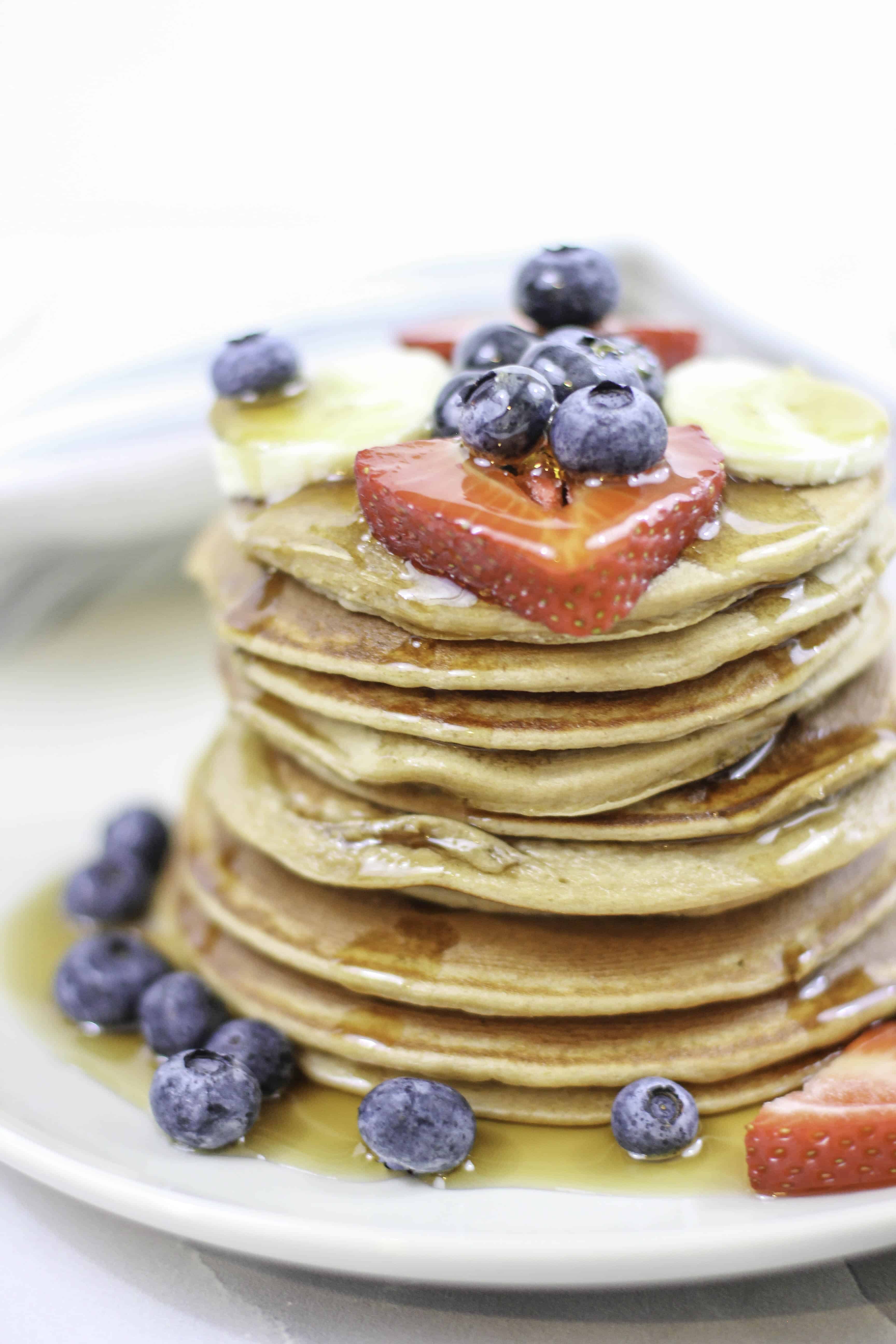 This simple protein pancakes recipe is like having dessert for breakfast. You won't believe how good these taste!