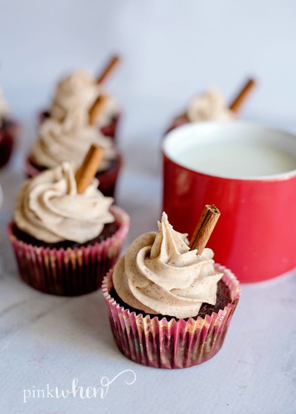 Gingerbread cupcakes and a glass of milk 