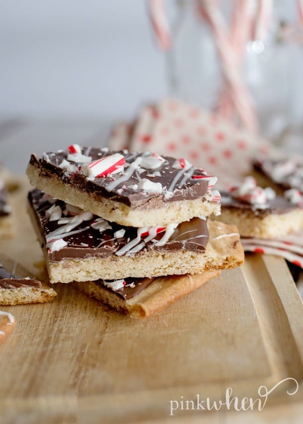 peppermint bark cookies on cutting board