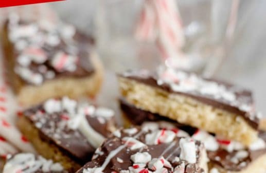 Peppermint Bark on a cutting board.