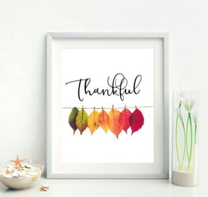 Thankful printable gift in a picture frame. 