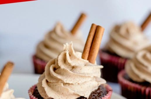 Chocolate Gingerbread Cupcakes in a white serving dish.