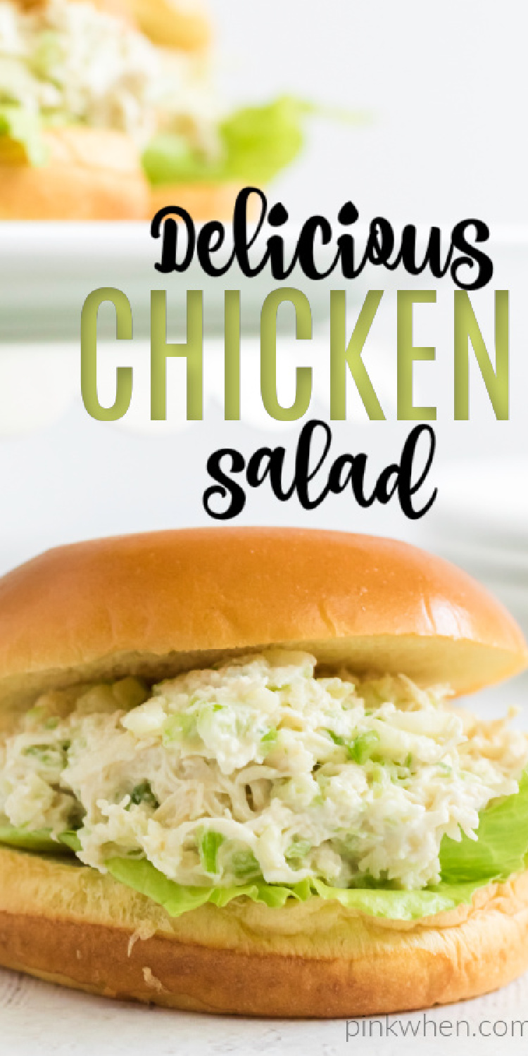 This healthy chicken and salad in quick and easy! Made with Rotisseries chicken, yogurt, light mayo, lemon, celery, apples, and more. You're going to love this light and delicious chicken salad recipe.
