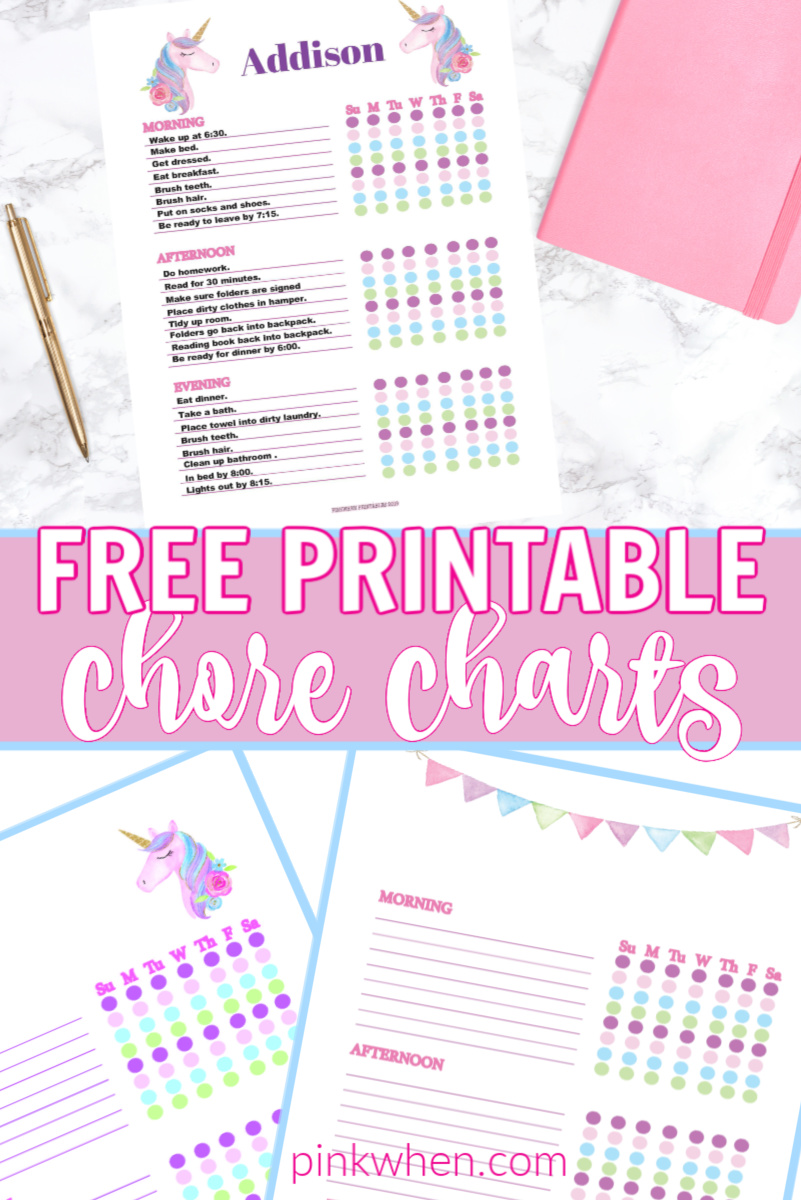 This FREE printable chore chart package has colorful charts that will engage and excite your little one about chores. Grab one, or grab all three - they're FREE and customizable to help teach responsibility at a young and impactful age. #freeprintables #chorechart #chorecharts  