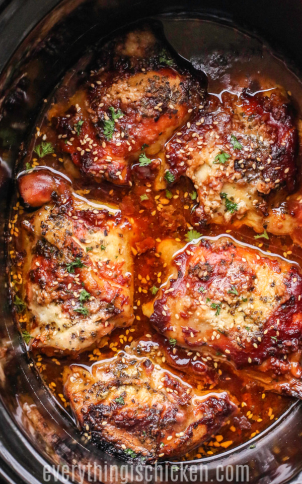 Chicken Thighs in the Crock pot.
