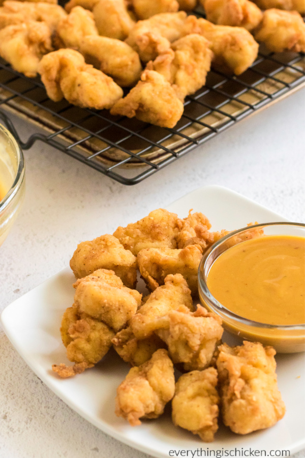 Copycat Chick Fil A Chicken Nuggets cooked and ready to serve. 