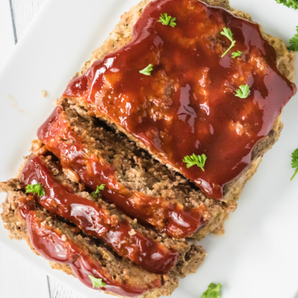 Instant Pot Meatloaf sliced and ready to serve.