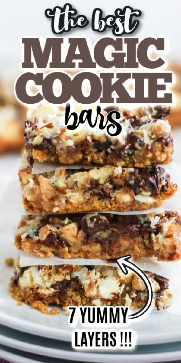 Magic Cookie Bars are a deliciously decadent 7 layer dessert bar made with crushed graham crackers, chocolate chips, shredded coconut, chopped pecans, and more. You won't believe how delicious and easy these are to make!