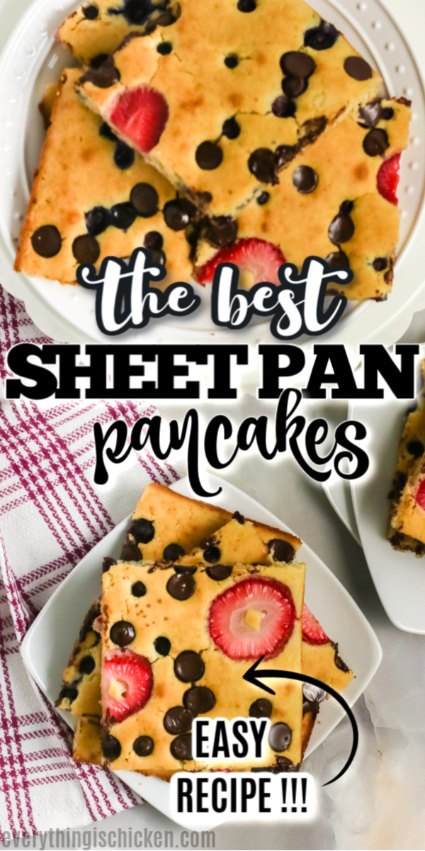 Sheet Pan pancakes are easy and simple to make! Made with flour, vanilla, your favorite fruits and additions, butter, milk, sugar, and more. You won't believe how quickly these come together and how delicious they are to eat! No flipping required.