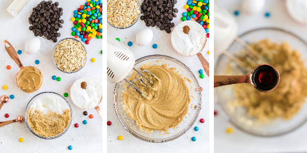 Steps to make monster cookie dough.
