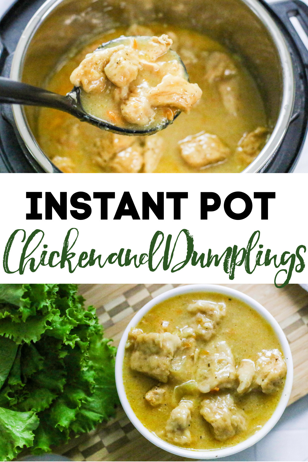 Instant Pot Chicken and Dumplings made in the pressure cooker is one of our favorite hearty, down-home recipes. Made with chicken, seasonings, veggies, and more.