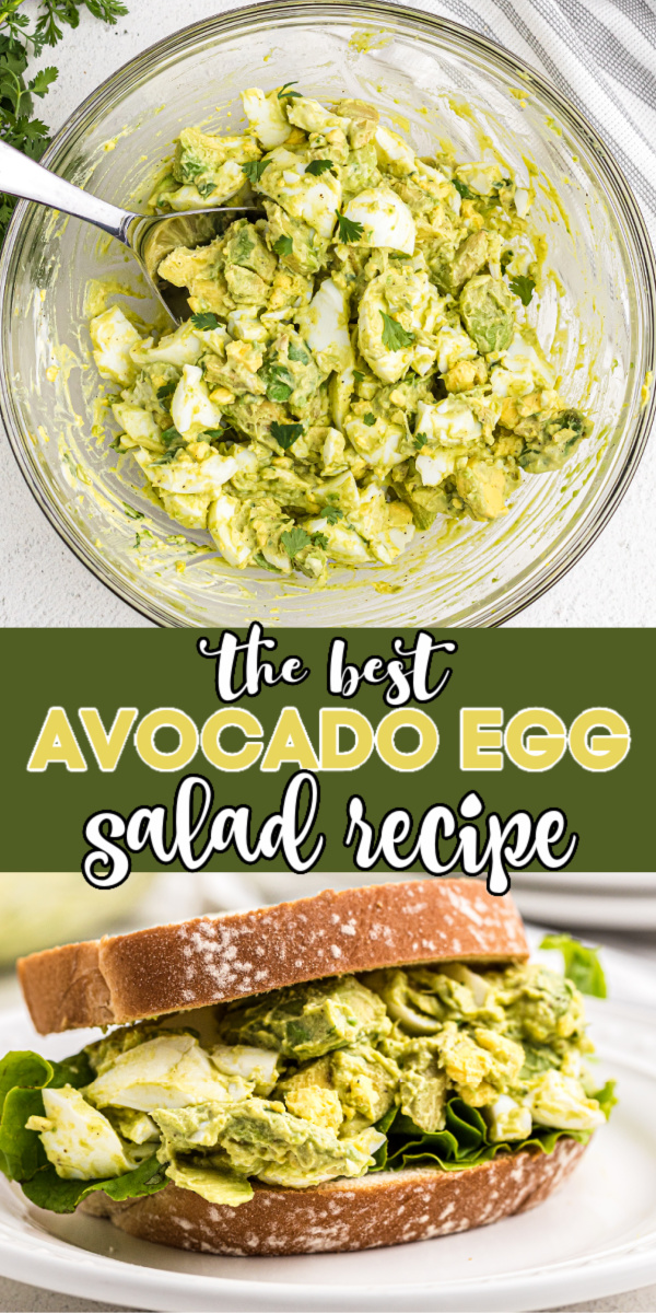 Family Approved! Avocado Egg Salad is made in just 10 minutes with fresh avocado, hard boiled eggs, fresh chopped cilantro, fresh squeezed lemon juice, and more. It's a delicious and tasty recipe that can be served on a bagel for breakfast or bread for lunch.