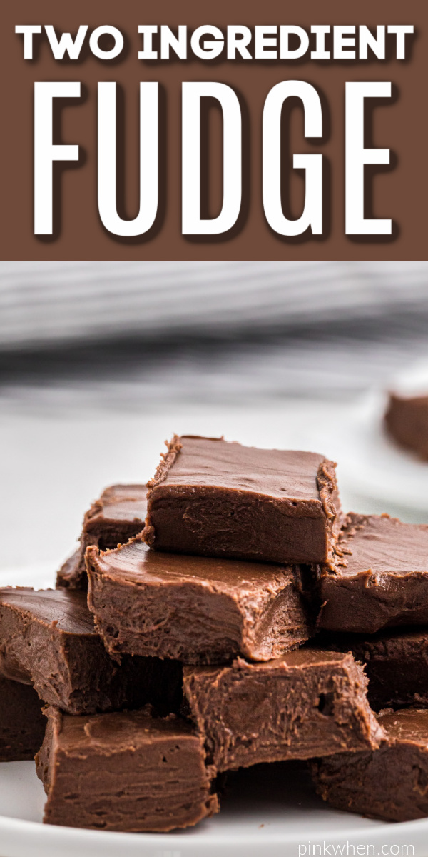 Two Ingredient Fudge is made with creamy peanut butter and milk chocolate frosting. This quick and easy fudge recipe is perfect for a little one who is dying to get into the kitchen. No thermometers or boiling and stirring with this quick recipe. It's as easy as melt, stir, set, and serve! It's a delicious fudge recipe that everyone will love.