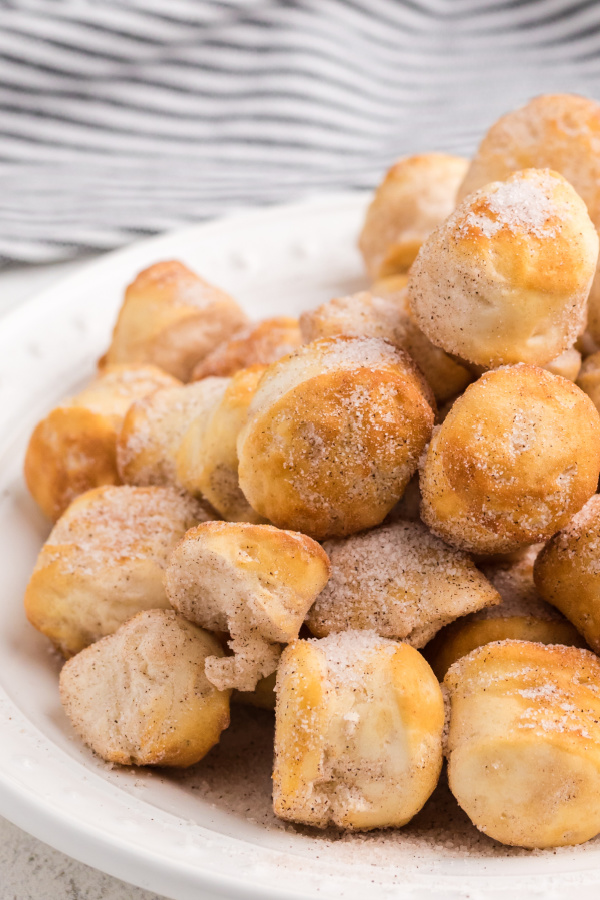 Air Fryer Donut Holes made with biscuit dough.