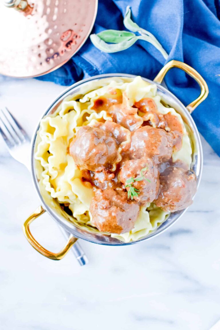 Swedish Meatballs in a large pot.