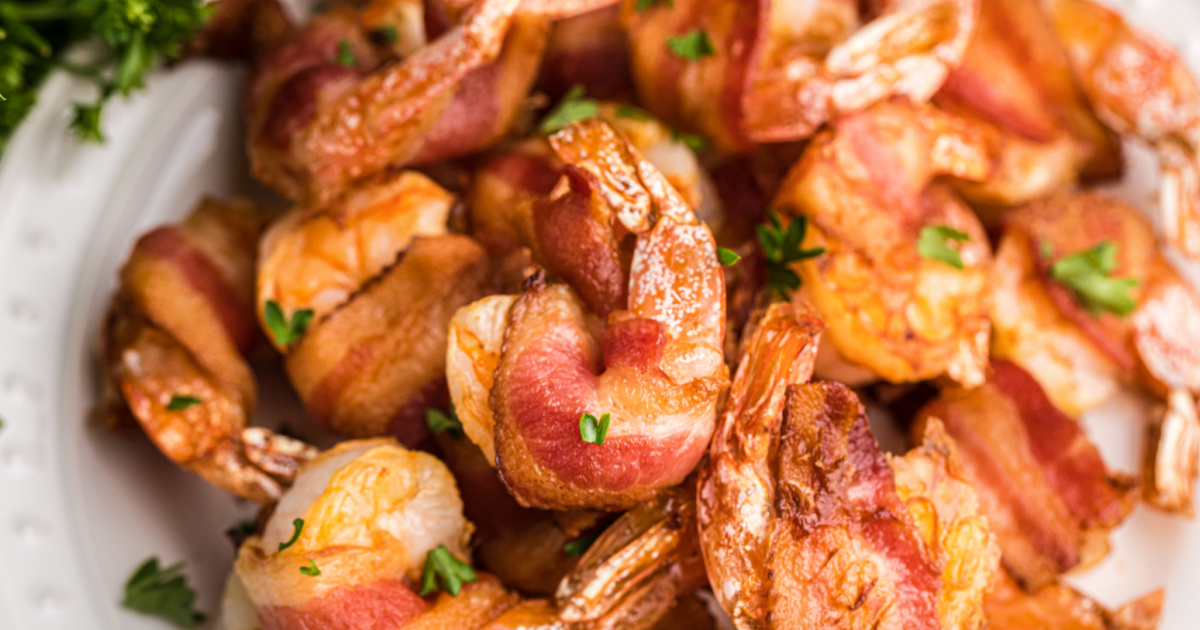 Air Fryer Bacon Wrapped Shrimp PinkWhen