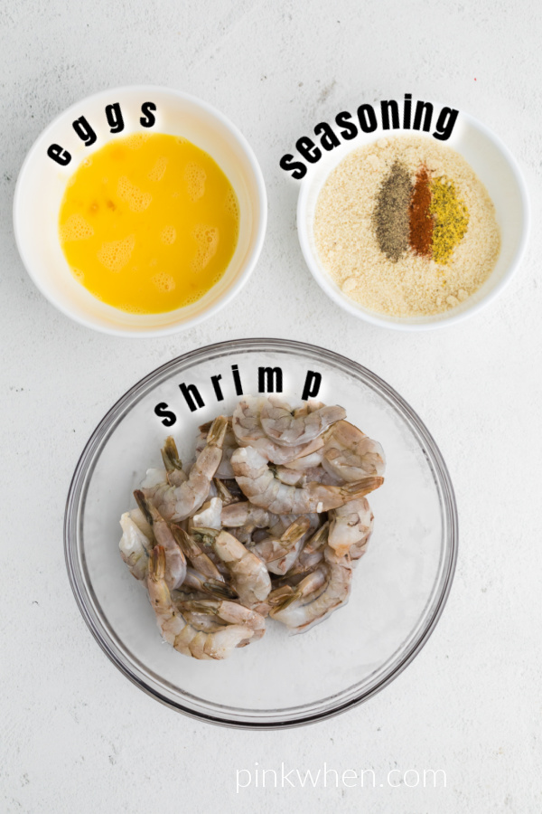 Ingredients needed for keto fried shrimp in the air fryer. 