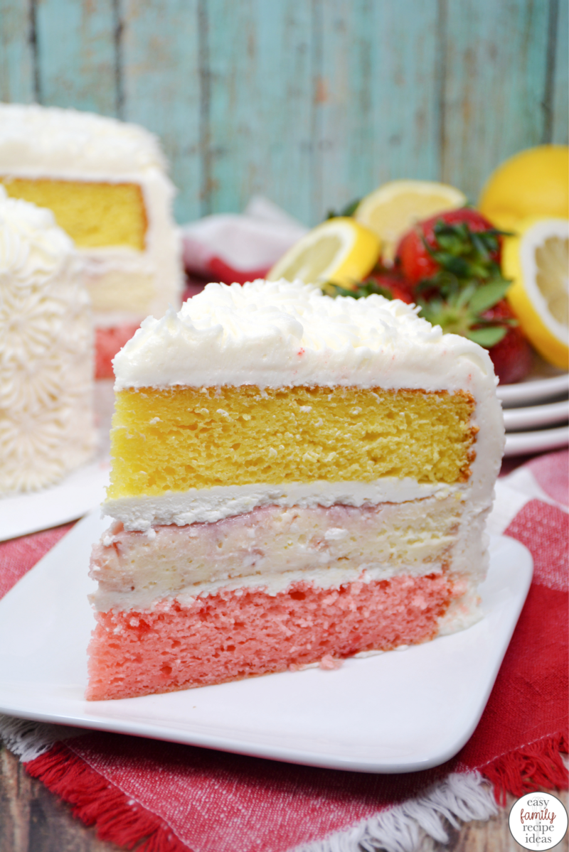 Summer Strawberry Lemon Layered Cake Recipe - PinkWhen