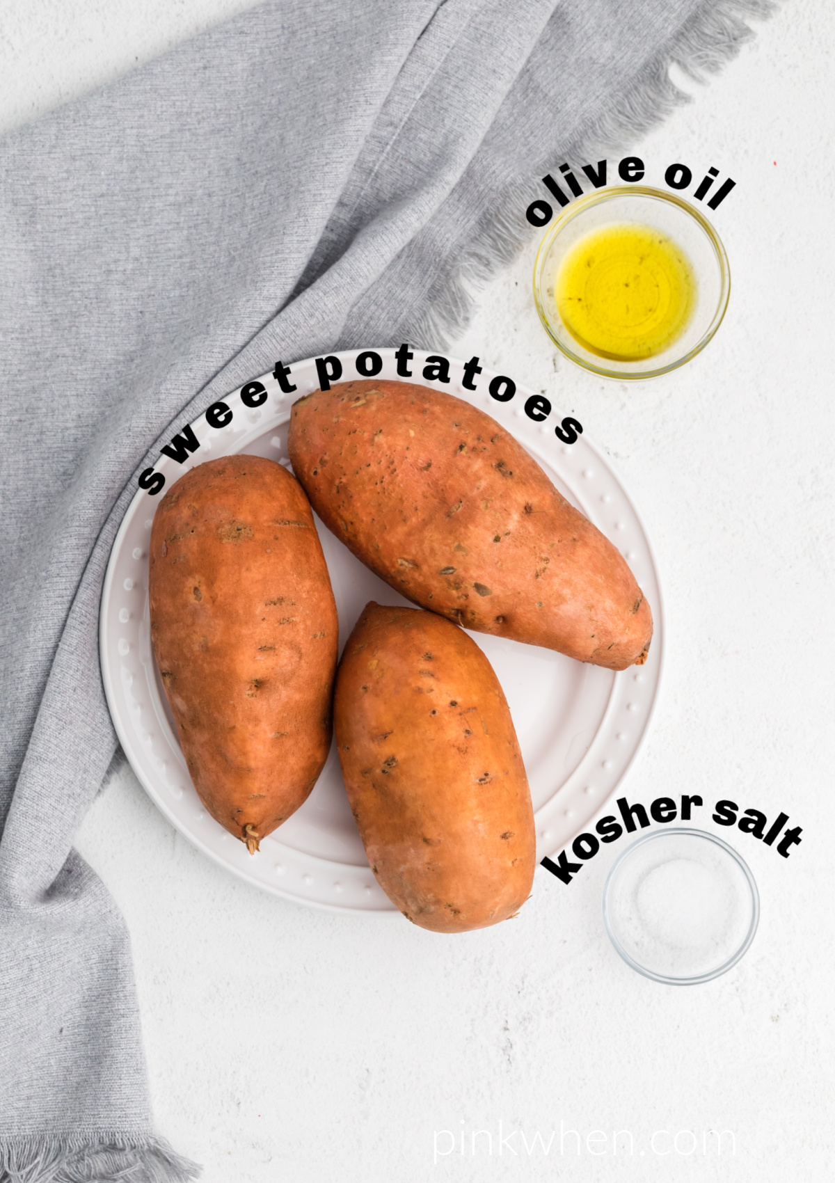 Ingredients needed to make sweet potatoes in the air fryer. 