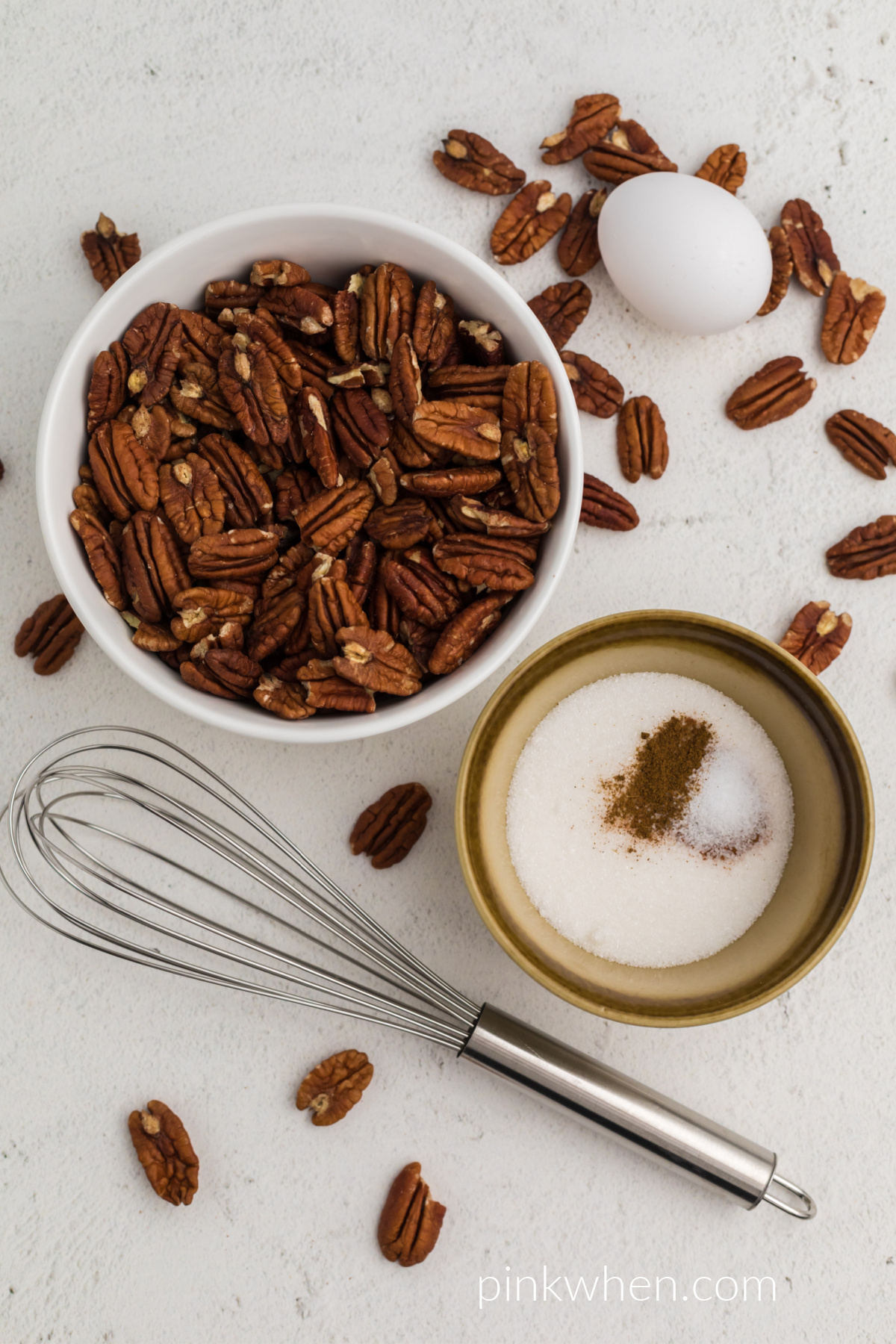 Ingredients needed to make candied pecans in the air fryer. 