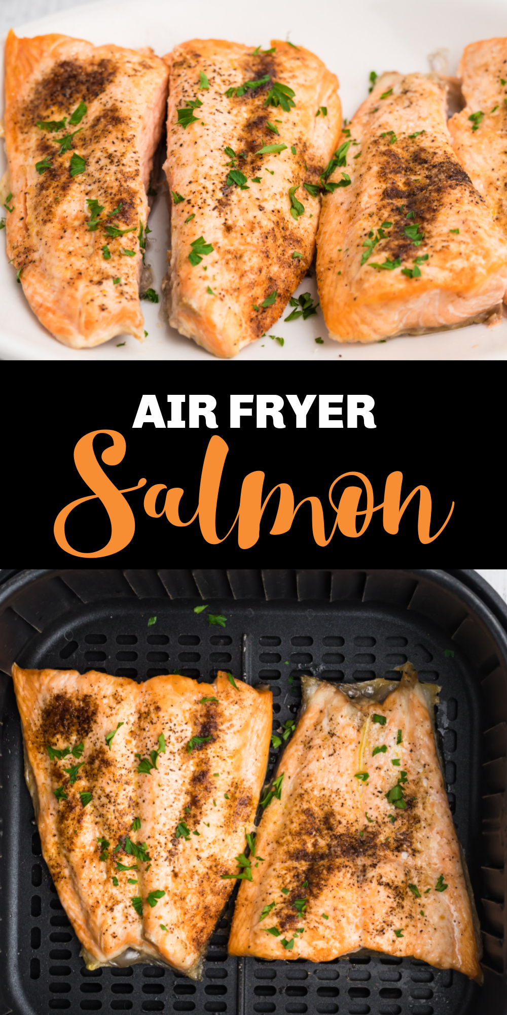 Salmon is one of my favorite ways to get my daily protein and this Air Fryer Salmon is a quick and easy way to do it! No more ovens or grills - just 10 minutes in the Air Fryer for the perfect, simple salmon.