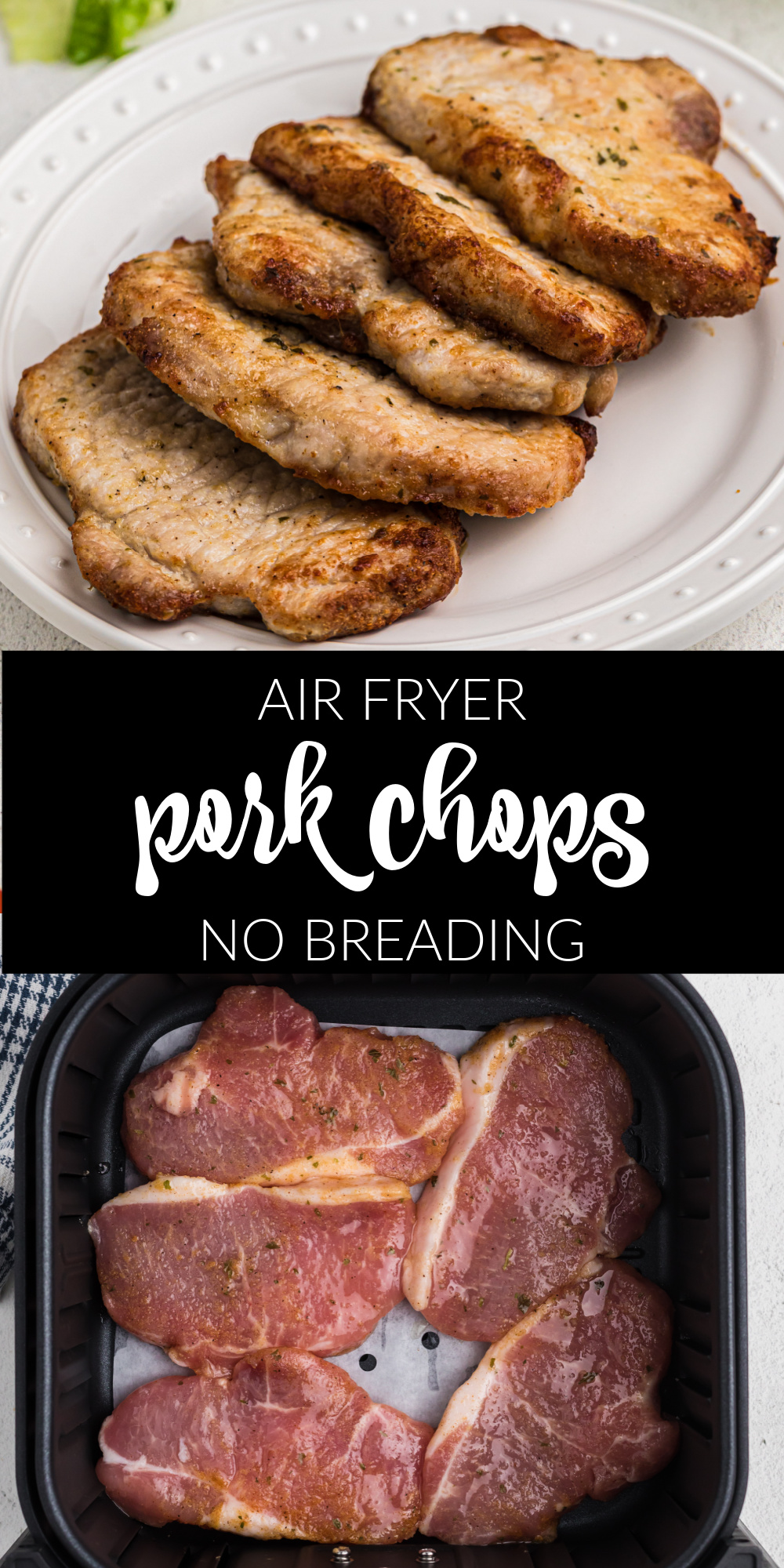 Are you looking for a fast and easy dinner recipe with less fat? Fall in love with these simple Air Fryer Pork Chops No Breading! It's the perfect low carb dish that can be customized with your favorite seasonings to fit your tastes!